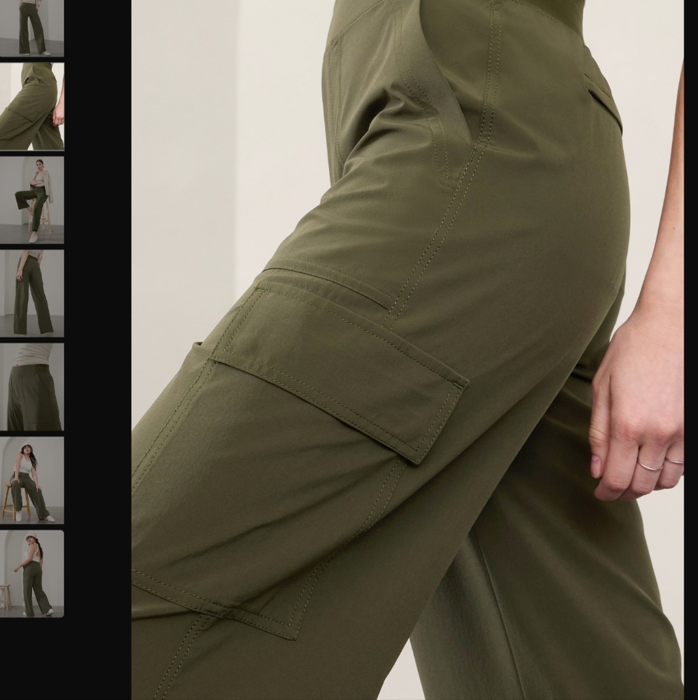 Athleta- Brooklyn Hieghts High Rise Cargo Pants, size 12Tall in Mointain Olive.